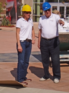 Charger President, Carolyn Sutton discusses project with founder, Charlie Wolfersberger.