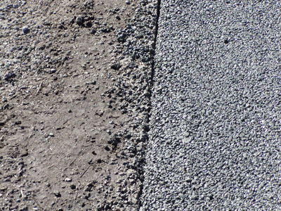 Properly installed pervious concrete as shown on the right will resist raveling, provide much greater strength and will last. The work on the left by a competitor was not properly screened and compacted.