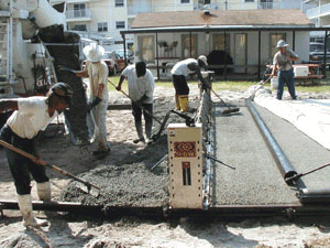 Crew placing Pervious Concrete